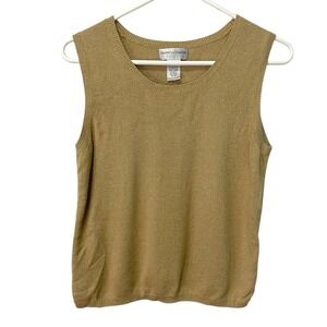 Drapers & Damons Petite Medium Sleeveless Blouse Gold Metallic Sparkly Eventwear